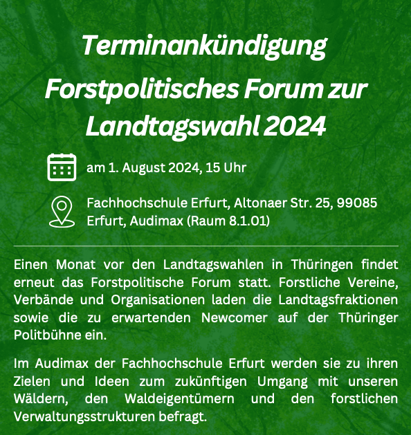 Terminankündigung – Forstpolitisches Forum zur Landtagswahl 2024
